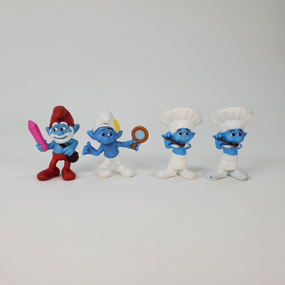McDonalds Smurfs 2 Toy Figures Set of 4 Papa Vanity Chef 2013 Peyo Happy Meal
